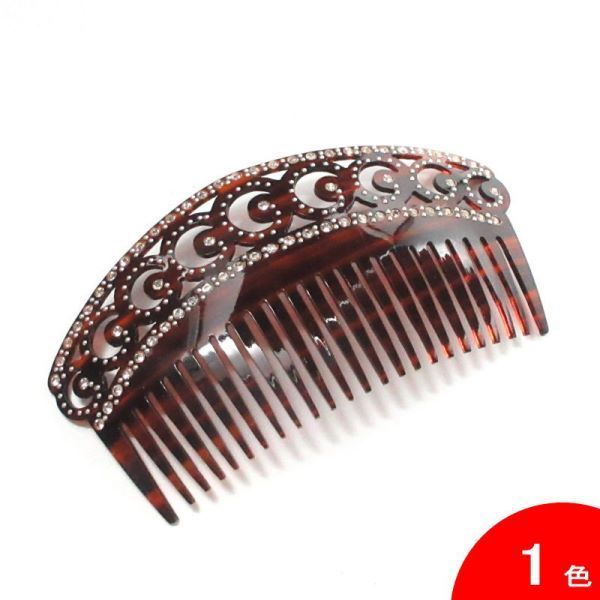 翌営業日出荷 ラインストーンのペイネシージョ 小さな櫛 B24-F5 色 茶 べっ甲風 フラメンコ用 スペイン直輸入