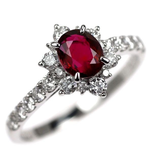 Pt900 ルビー ダイヤモンド リング 0.919ct D0.50ct Pt900ヘキサゴン