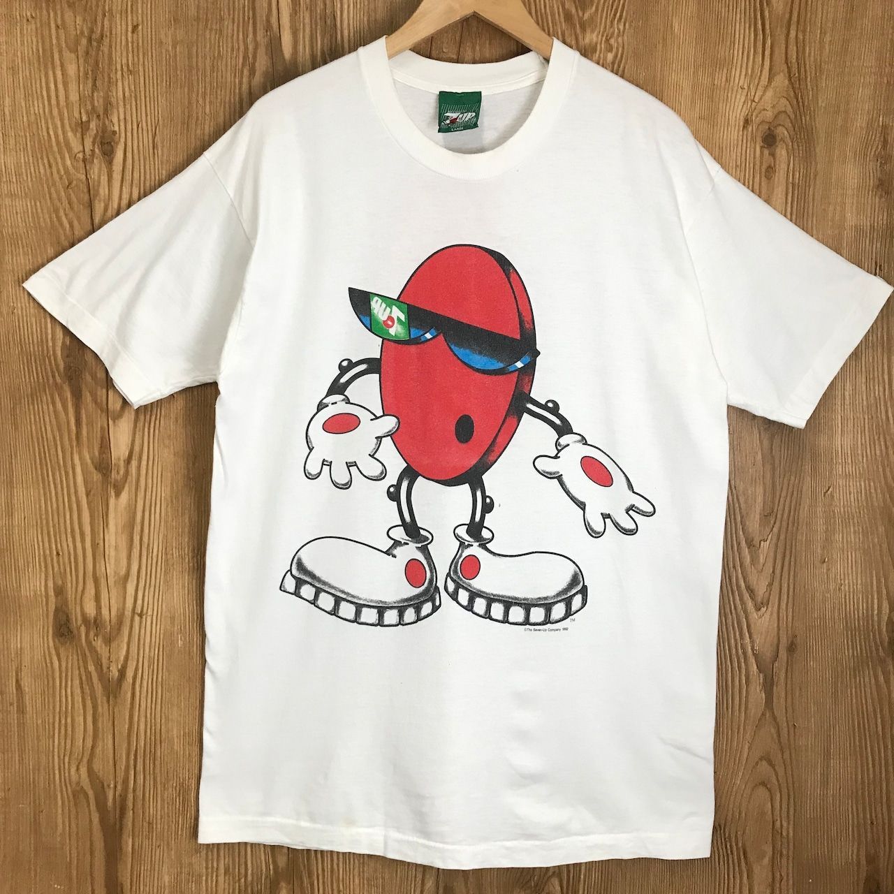 USA製 90s 7UP 両面 キャラクタープリント 半袖 Tシャツ サイズ メンズ 