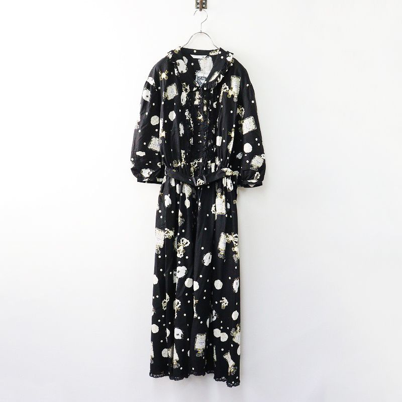 ♥ ピンクハウス PINK HOUSE Pearl snow ワンピース ｜ブラック トップス 長袖 ピンタック レース 2400014627411