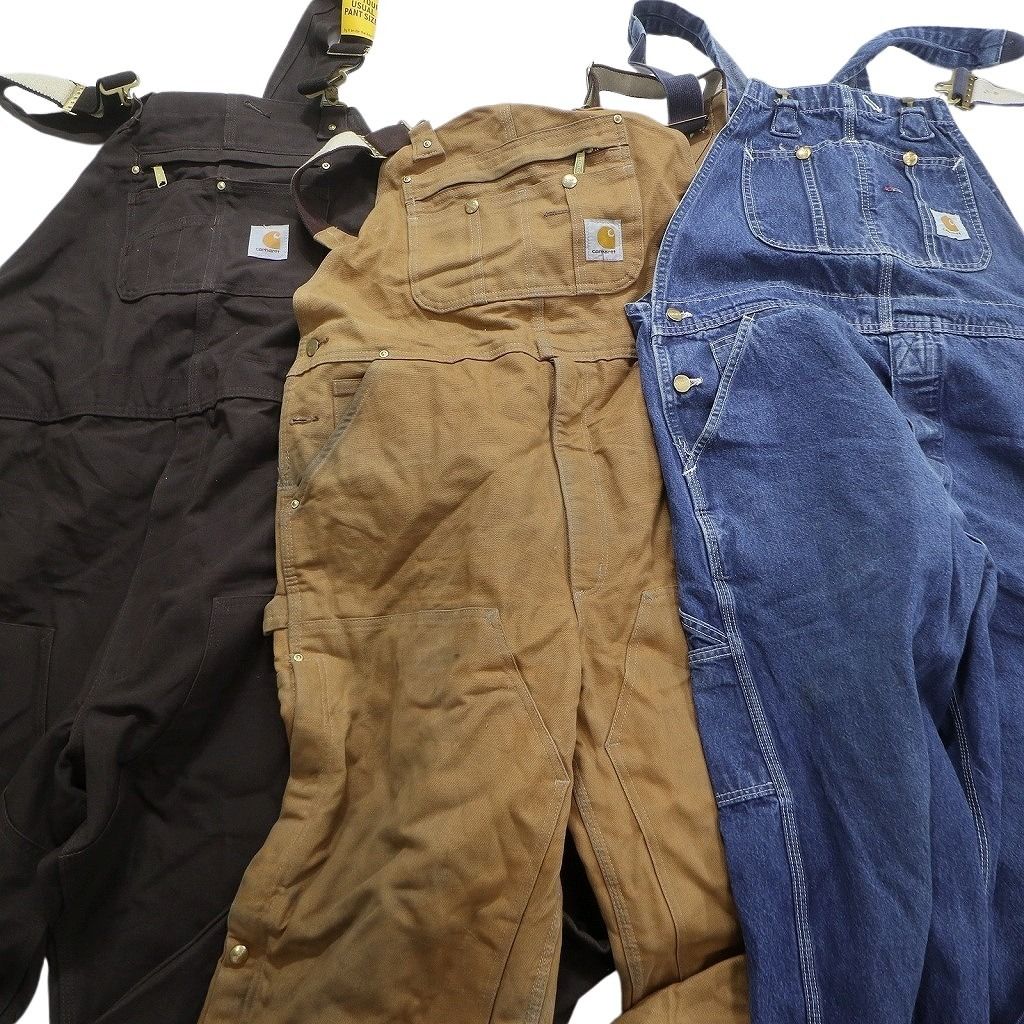 古着卸 カーハート ‎Carhartt オーバーオール 3枚セット メンズ 50 |40 ダブルニー グランジ ワーク系 古着 MX8459
