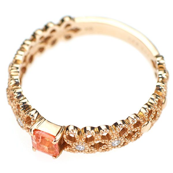 K18PG ナイジェリア産ヴェイリネナイト ダイヤモンド リング 0.26ct D0.04ct エスコレ