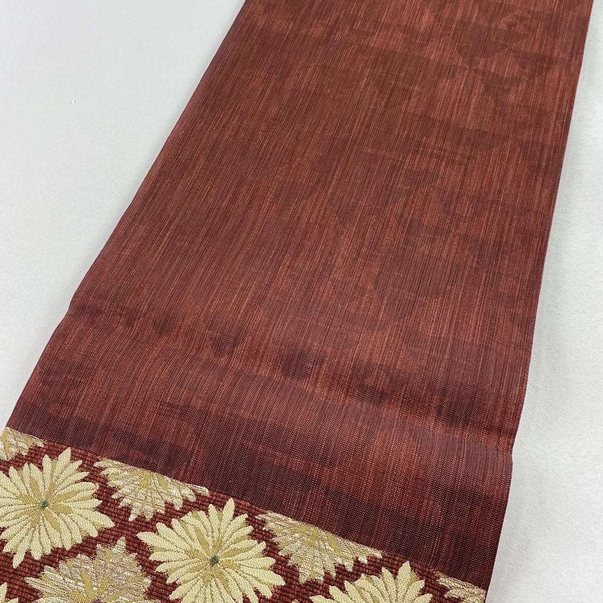 袋帯 美品 秀品 花菱 箔 えんじ色 六通 正絹 【中古】 - メルカリ