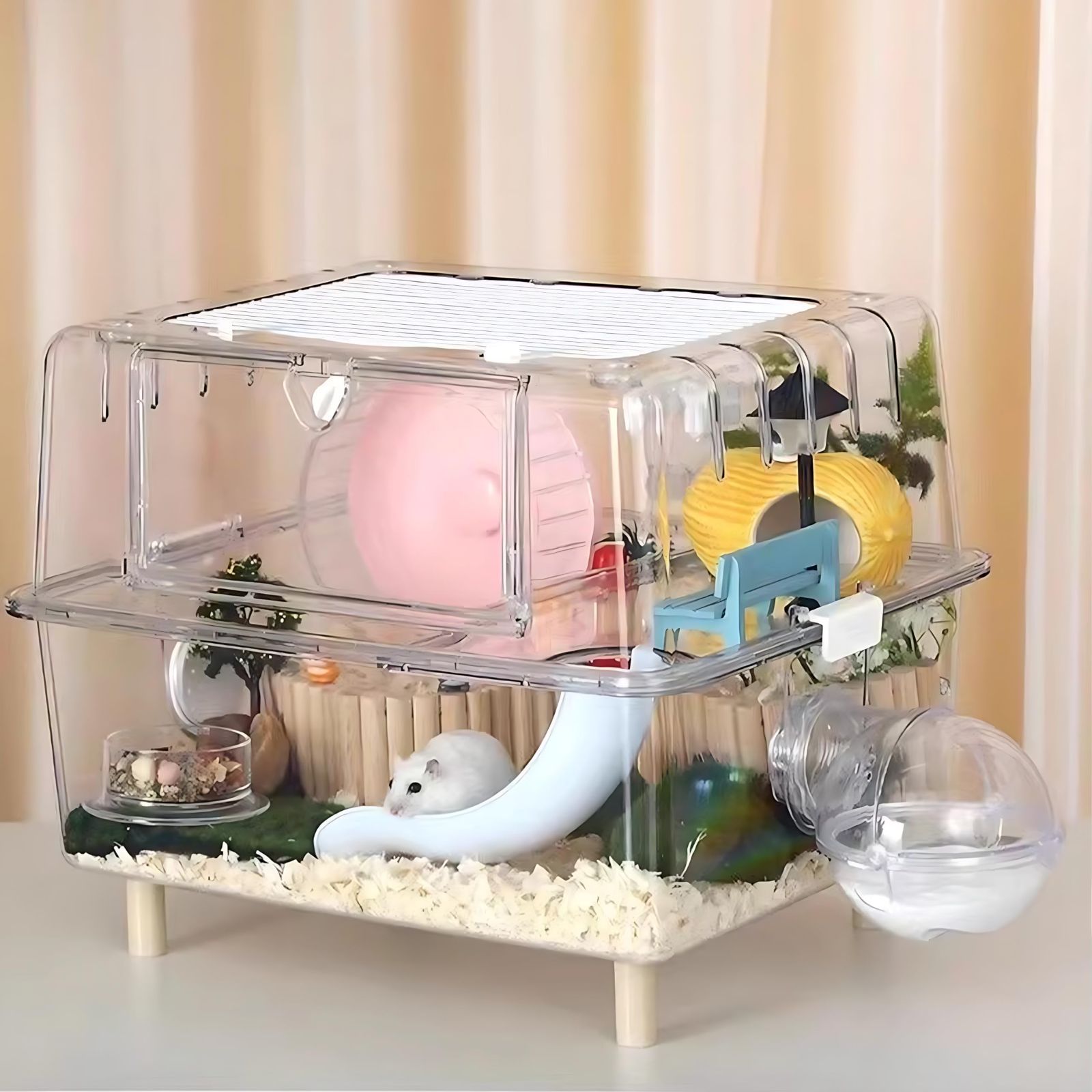 【サイズ交換ＯＫ】 Ruexueの大型ハムスターケージ、ハムスターの二階建て大別荘完全 ケージ・アクセサリー