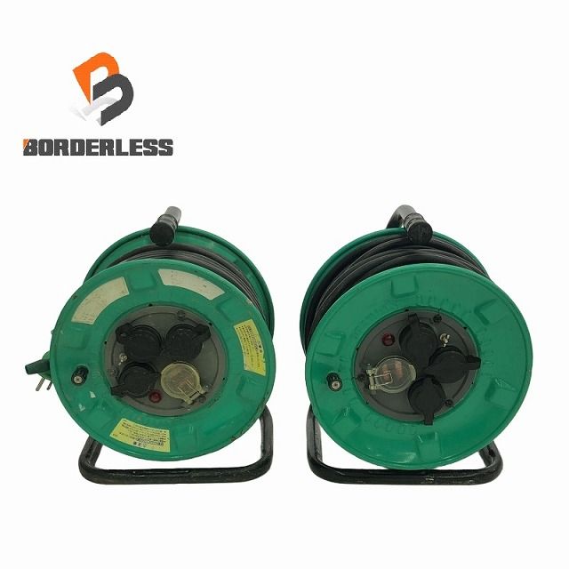 比較的 2点セット NICHIDO 日動工業 100V 屋外型電工ドラム RPW-EK33-2×1 型番不明×1 漏電ブレーカー付 コードリール 107038