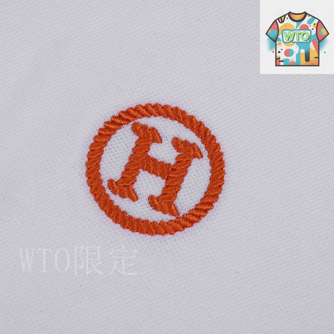 ✨HERMES エルメス✨ポロシャツ　半袖　ロゴ刺繍　オレンジ 今日特価】Hermes 2025SS クラシック H 刺繍オレンジストライプ