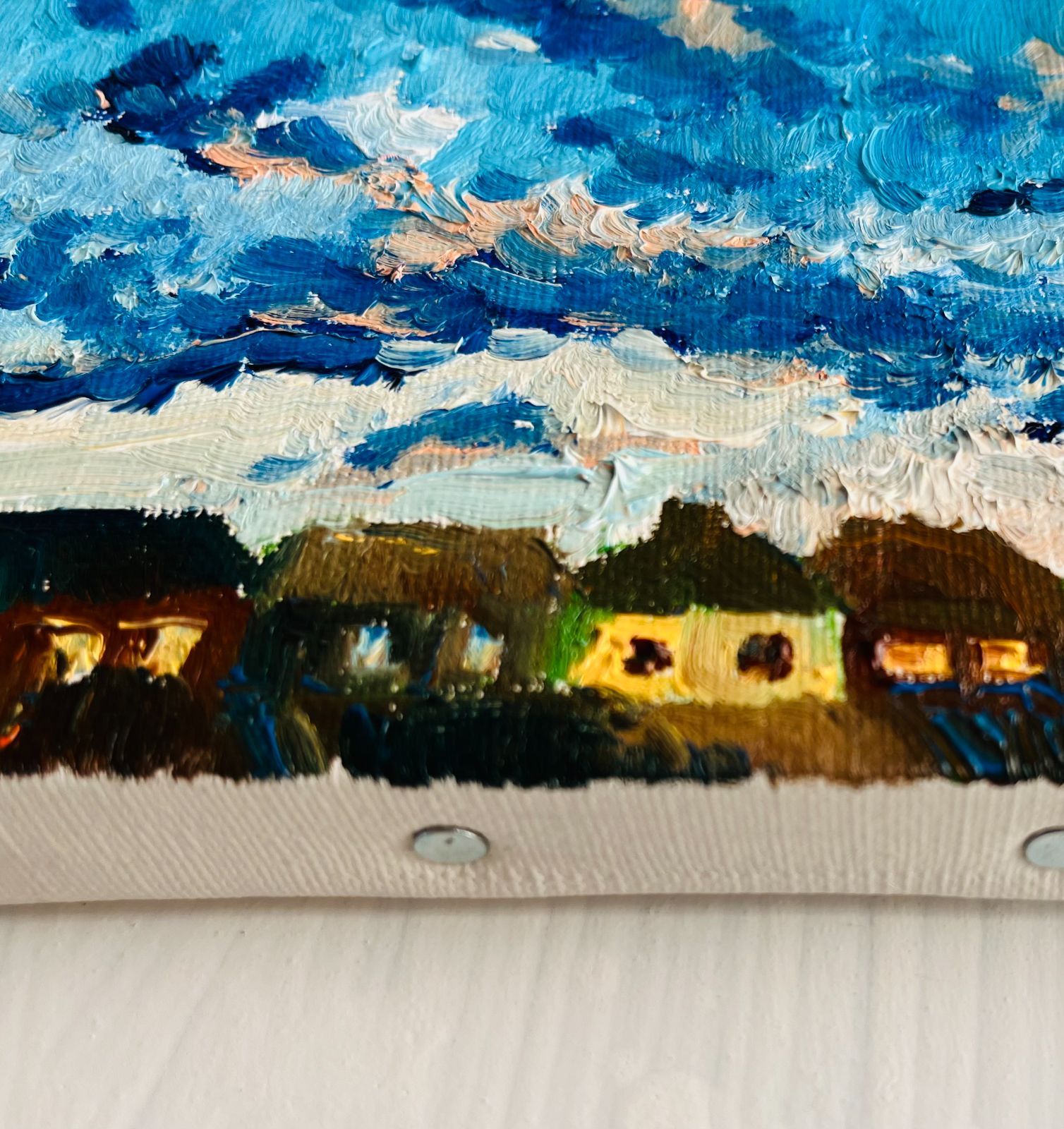 kaiganomiseakachan | 16×23㎝「朝の空3」サムホール・油彩