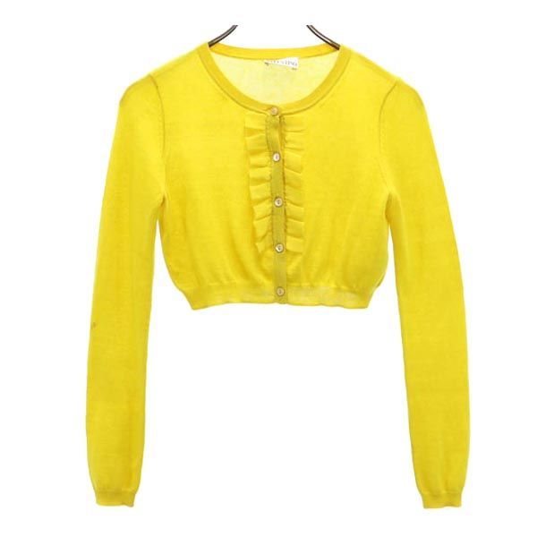 レッドヴァレンティノ カシミヤブレンド 長袖 ニット カーディガン S イエロー RED VALENTINO ショート丈 レディース 古着 中古 レッドヴァレンティノ カシミヤブレンド ニット カーディガン S