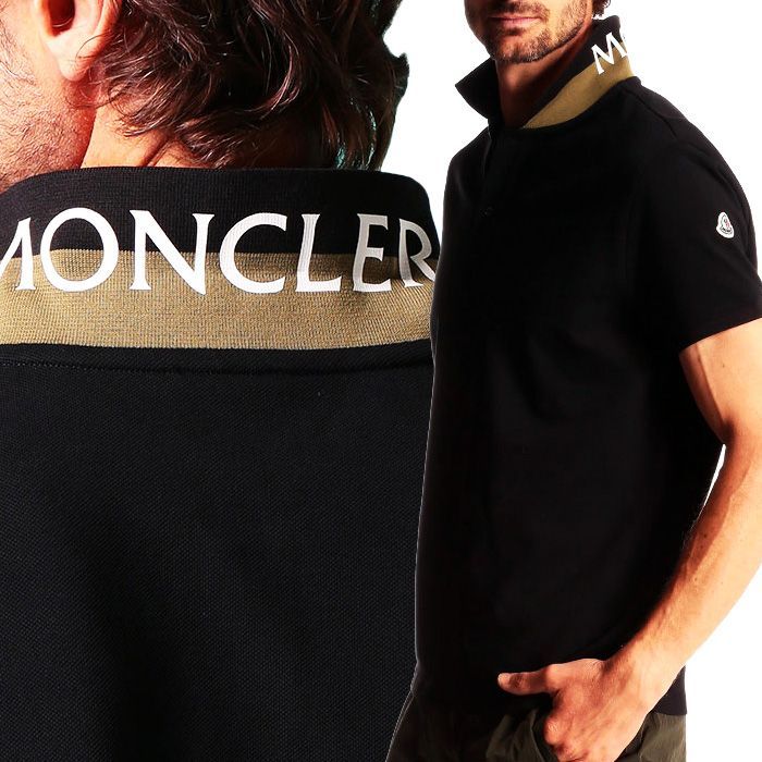 54 MONCLER モンクレール 8A70510 84556 ブラック ポロシャツ 襟裏 ロゴ プリント 半袖 size S・XXL