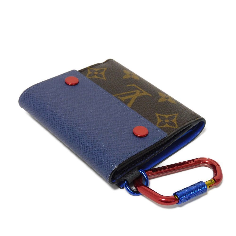 ルイヴィトン 18SS 二つ折り財布 カラビナ モノグラム 茶 青 M63041 LOUIS VUITTON - ルイヴィトン 18SS 二つ折り財布 カラビナ モノグラム
