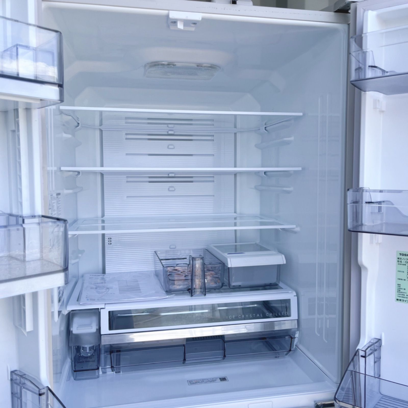 取付無料！東芝ベジータ チルドルーム搭載ホワイトインテリア6ドア冷蔵庫！洗濯機 取付無料！東芝ベジータ チルドルーム搭載ホワイトインテリア6