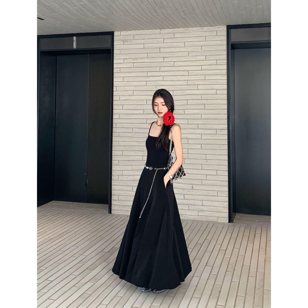 春の上品 ロング花柄レーススカート