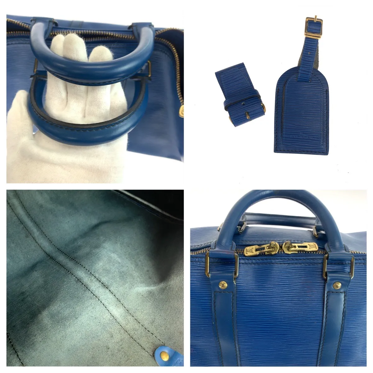 ルイ・ヴィトン ボストンバッグ 青 エピレザー キーポル ◇遊び心