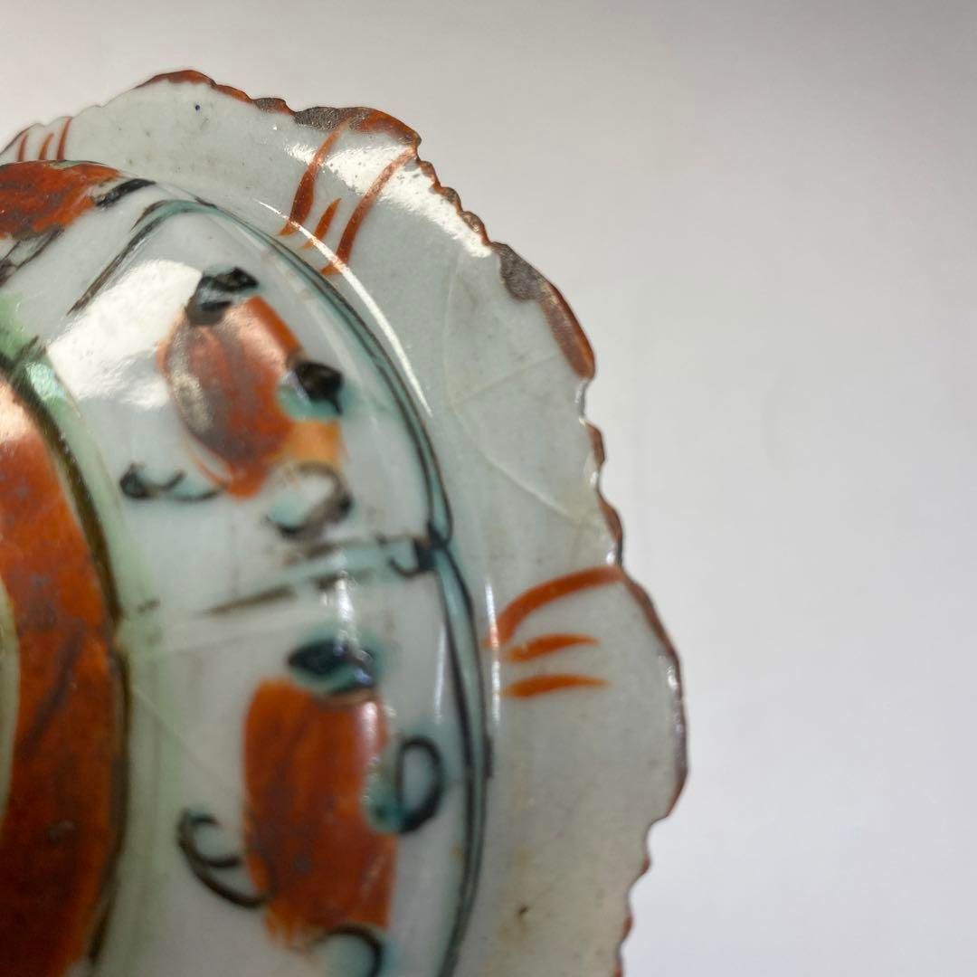 タイ王国 18世紀 ベンチャロン古赤絵 台皿5客 トヒニ 東さ7-0819