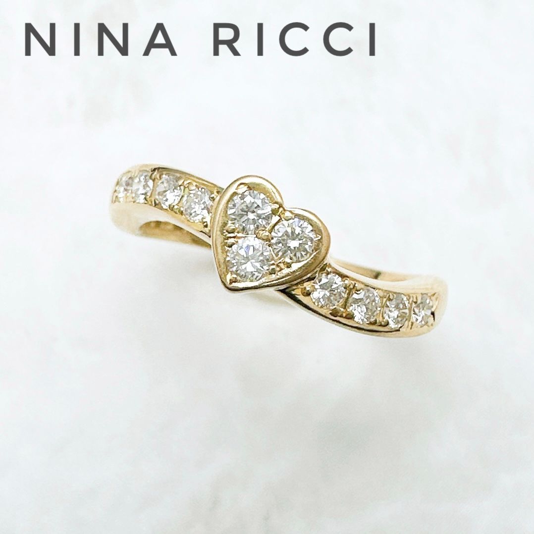 美品☆NINA RICCI ダイヤモンド ハート リング 11号 - メルカリ