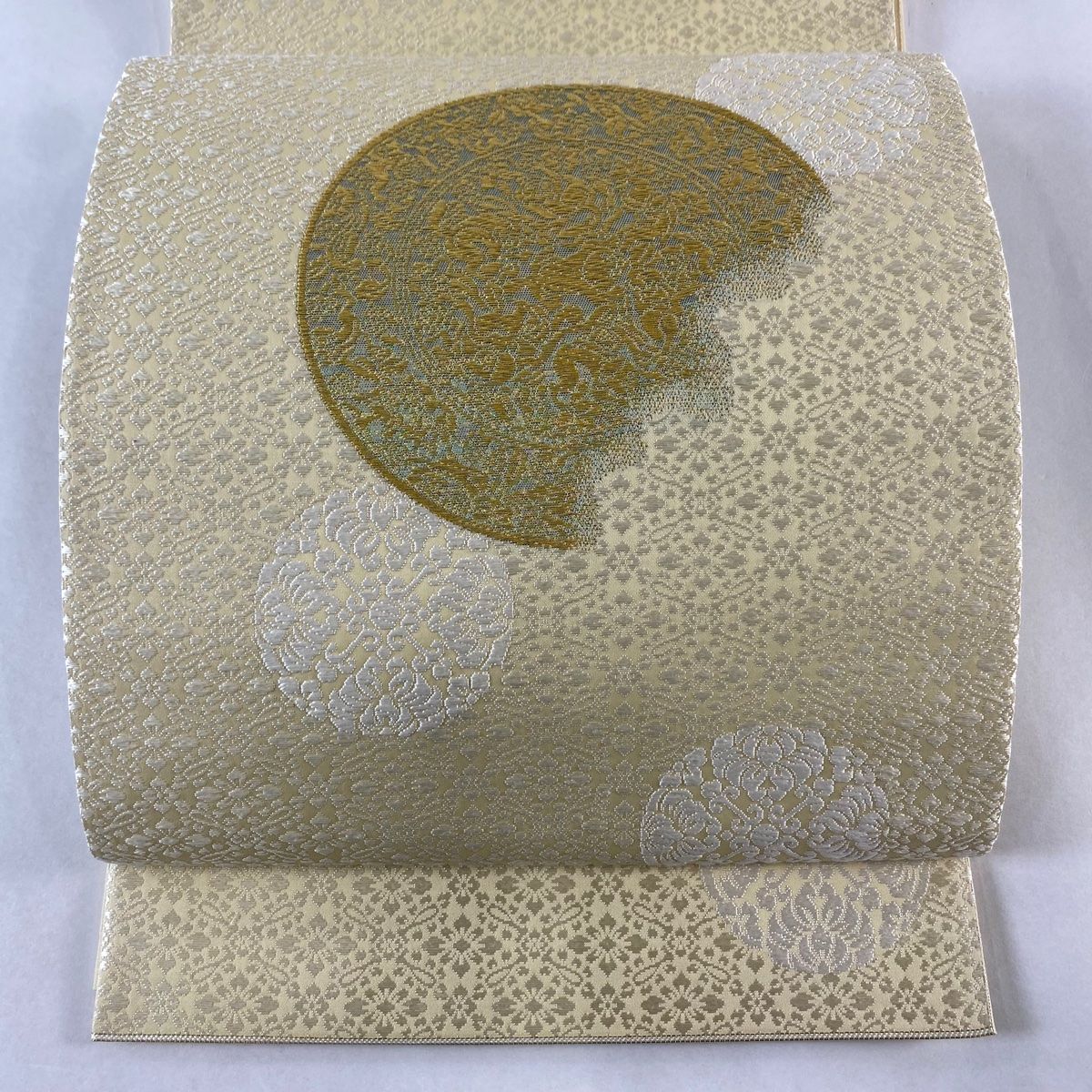 袋帯 美品 逸品 山口美術織物 落款 葡萄鏡文 器物文 花菱 唐織