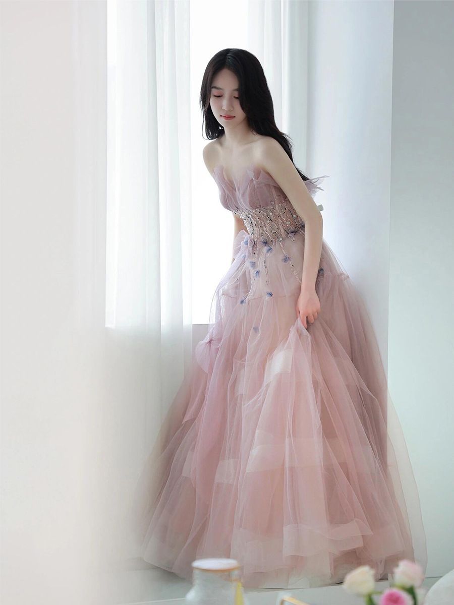 ドレス レディース 春夏 蓬蓬スカート 結婚式 ウェディング ピンク 披露宴 成人式 舞台衣装 エレガント