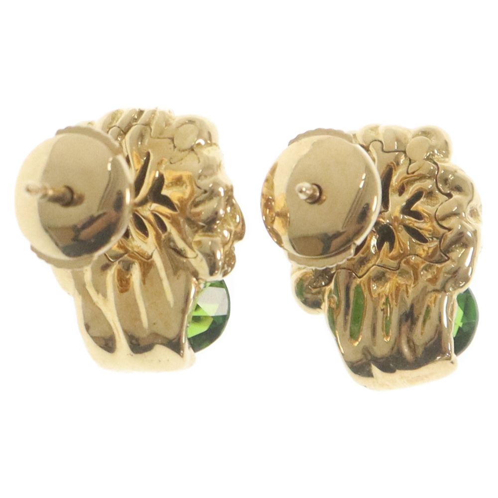 GUCCI (グッチ) K18YG Lion Head Earrings with Chrome Diopside