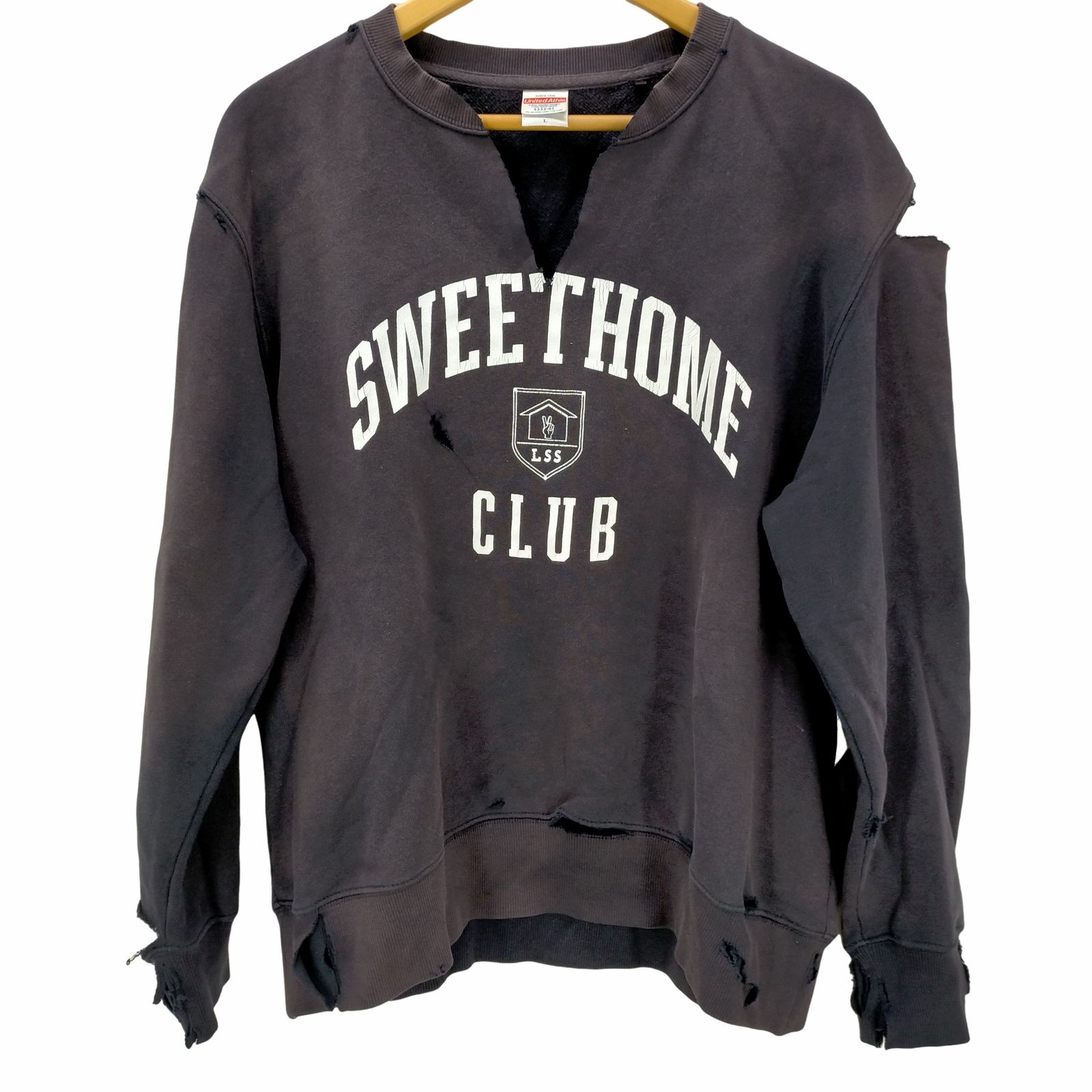 ユナイテッドアスレ UNITED ATHLE ダメージ加工 アーチプリント スウェット メンズ import：L 