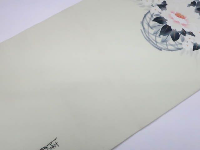ZF-1251 名古屋帯 塩瀬 太鼓柄 正絹 九寸 壺 花瓶 高級 一輝堂】リサイクル 九寸名古屋帯 太鼓柄 塩瀬 作家物 落款入り