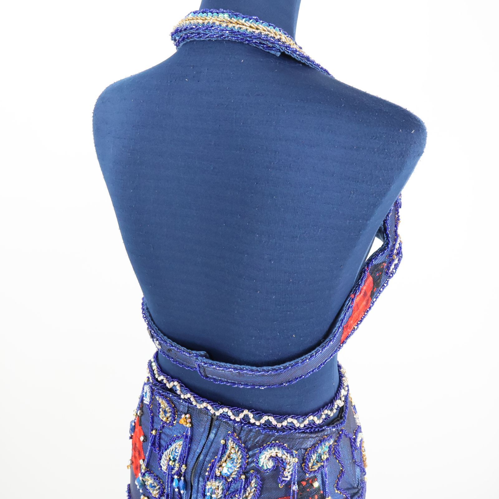 ベリーダンス用 オリエンタル衣装】ブルー スパンコールラメ