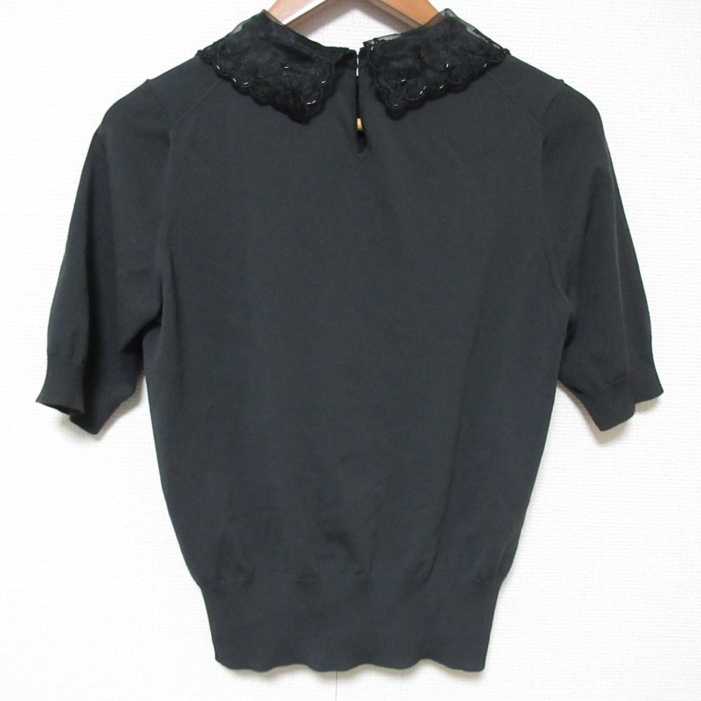 良品 24AW UNITED ARROWS ユナイテッドアローズ レディ オーガンジー 5分袖 ニット プルオーバー 1518-183-1859 ダークグレー レディース 古着 中古 USED 良品 24AW UNITED ARROWS ユナイテッドアローズ レディ オーガンジー 5