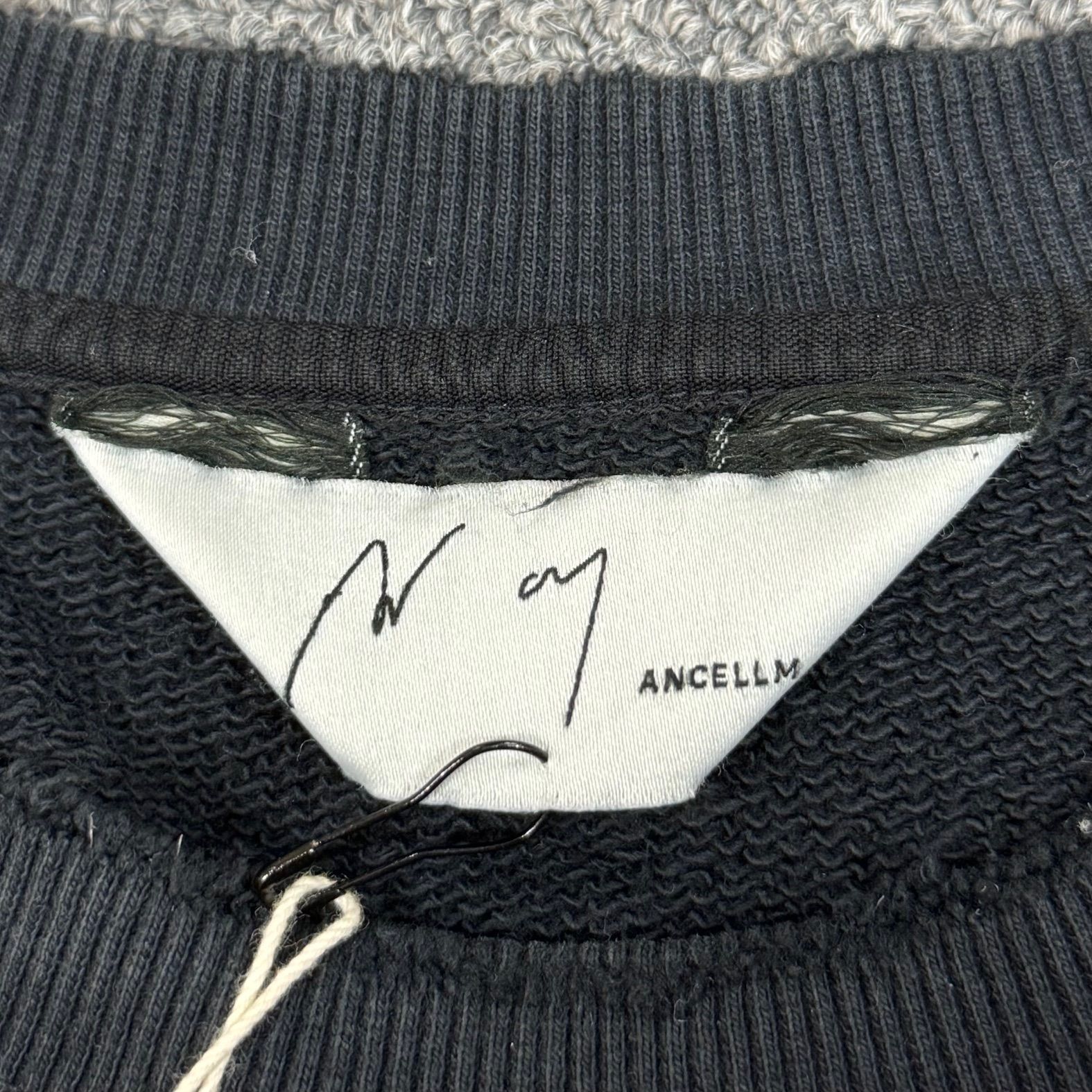 未使用品 ANCELLM 25SS EMBROIDERY SWEAT SHIRT ダメージ クルーネック 