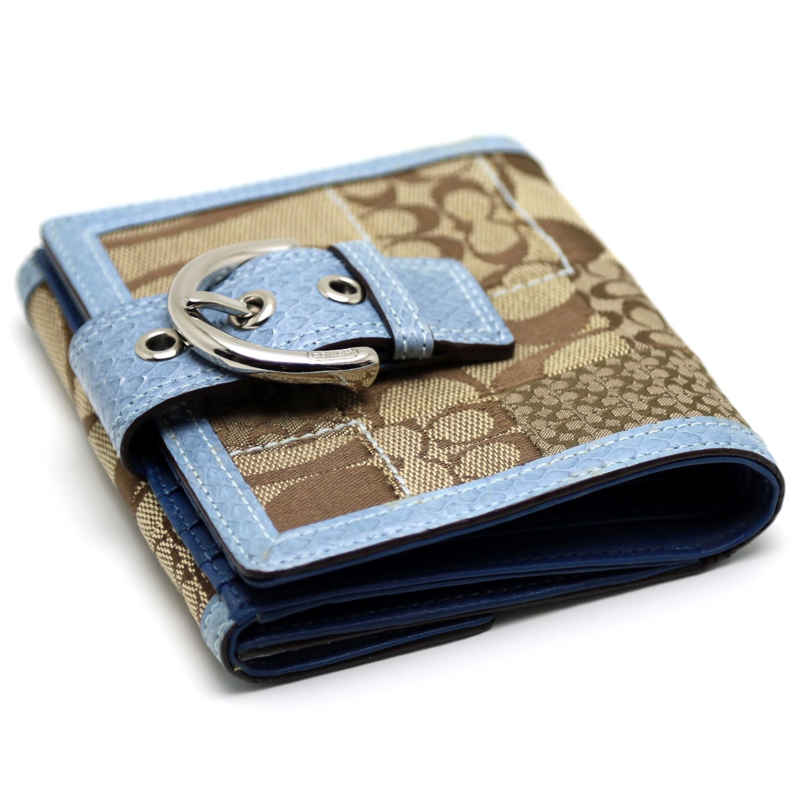 コーチ 二つ折り財布 Wホック パッチワーク パイソン 蛇革