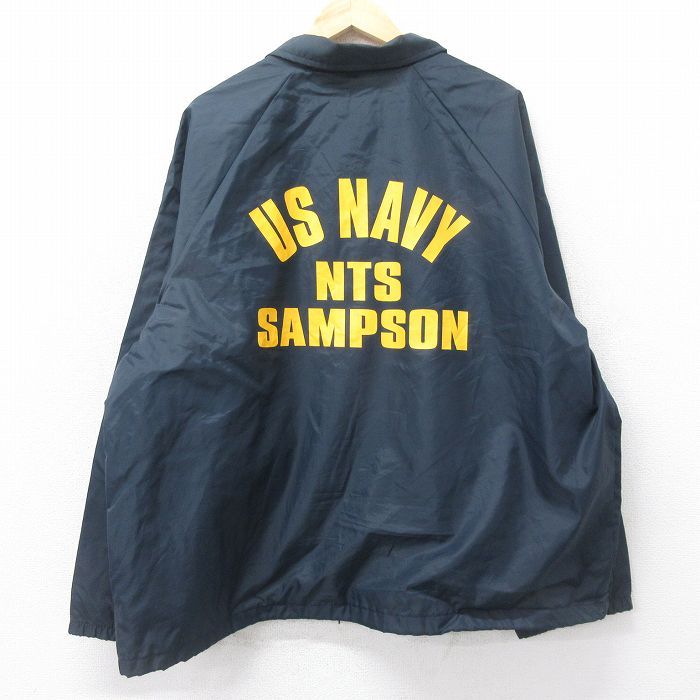 XL/古着 長袖 ナイロン ジャケット メンズ 90s ミリタリー USネイビー ラグラン 大きいサイズ 紺 ネイビー 24sep09 中古 アウター ウインド