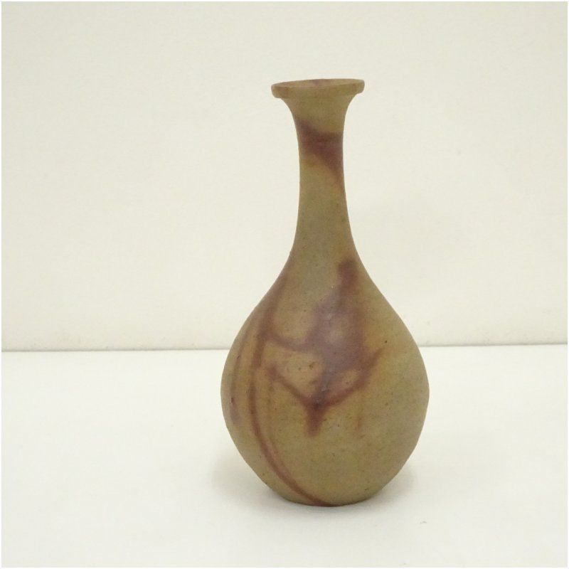 備前焼 伊勢崎満造 緋襷鶴首花入（共箱） 花入れ 茶道 茶道具 花瓶