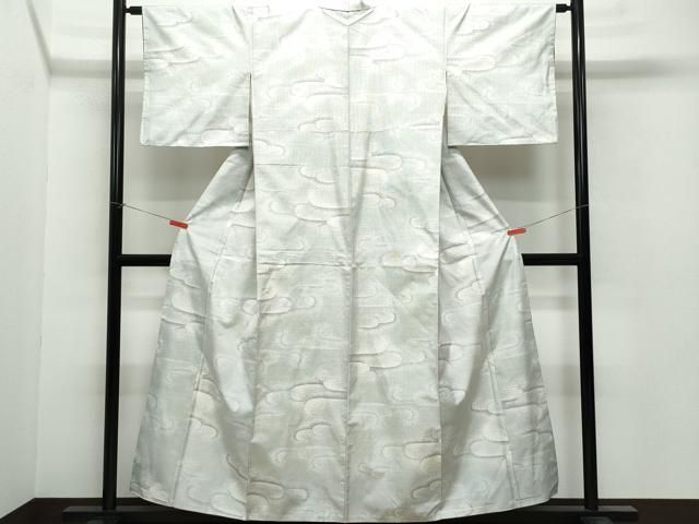 お得，セール】 平和屋着物▽道中着 本場縞大島紬 白大島 単衣