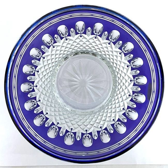 エルベクリスタル花瓶　ブルークリア エルベ クリスタル 花瓶 ブルー クリア 美品 クリスタルガラス