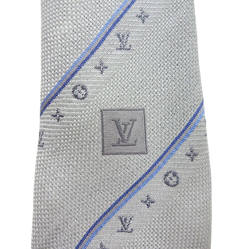 ルイヴィトン スィンストライプス ライトブルー  ネクタイ　M77607 ルイヴィトンクラヴァット LV スィン ストライプス 7CM ネイビー