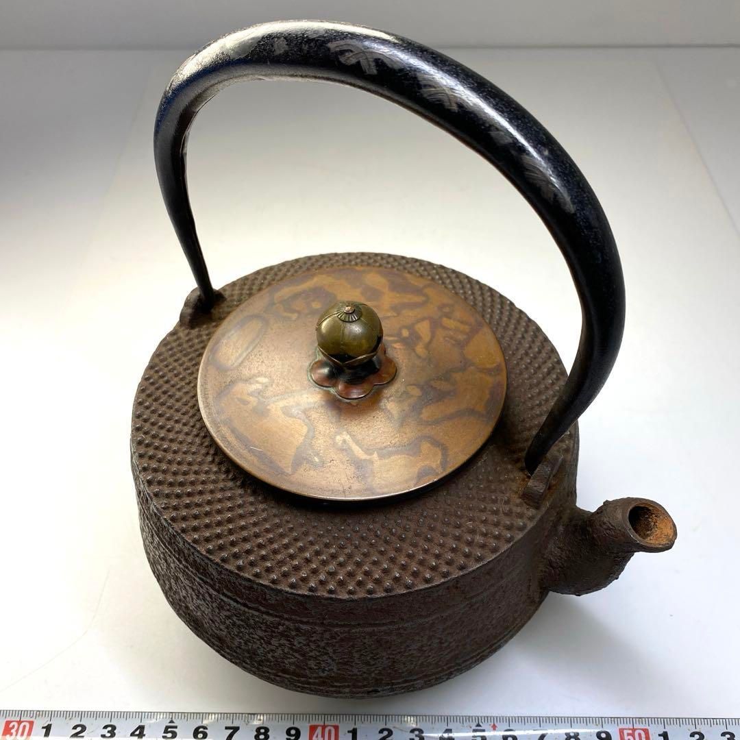 銀手象嵌鉄瓶 1365g|持ち手込高さ19.5㎝ 東Y6-0723⑤