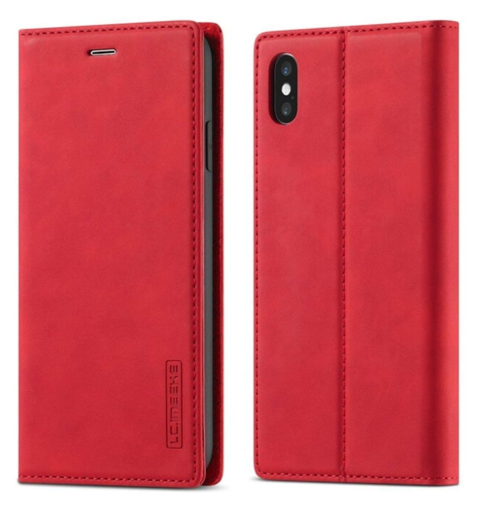 ☆LC.IMEEKE iPhone XS スマホケース 手帳型 iPhoneX レッド - メルカリ