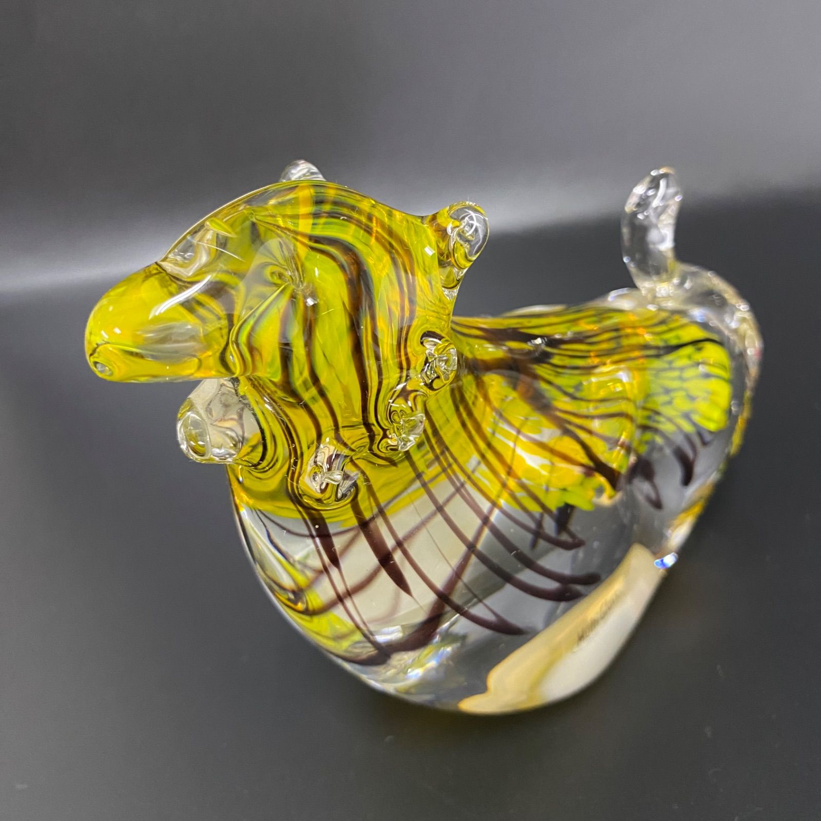 マルティグラス 虎？ 希少・美品】Multi Glass マルティグラス 虎 トラ ガラス工芸品