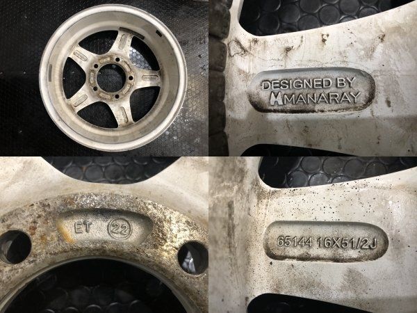 MANARAY マナレイ 社外ホイール 16インチ 4本 5.5J5H139.7+22 ホワイト ジムニー等　(VHP066) MANARAY マナレイ 社外ホイール 16インチ 4本 5.5J5H139.7+22 ホワイト