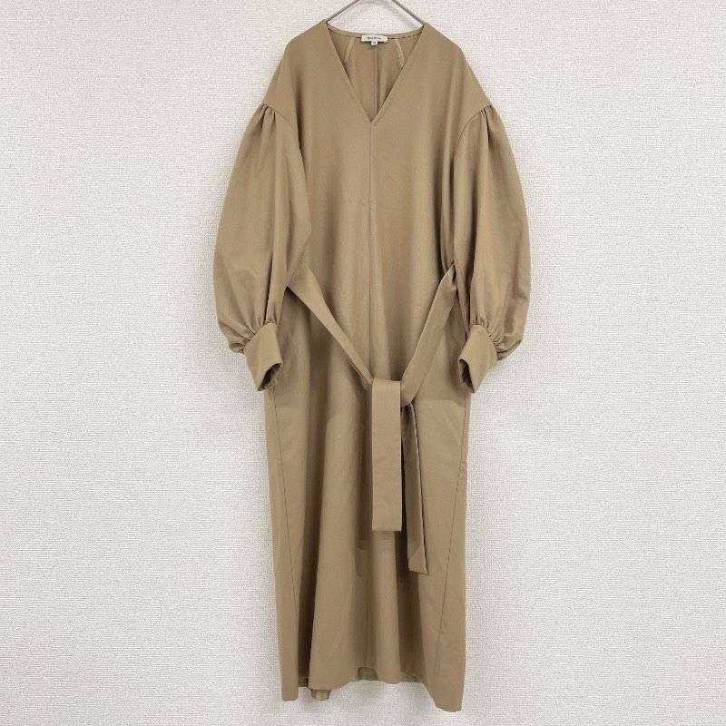 BLAMINK ブラミンク ワンピース パフスリーブ ベルト ウール ベージュ レディース 36