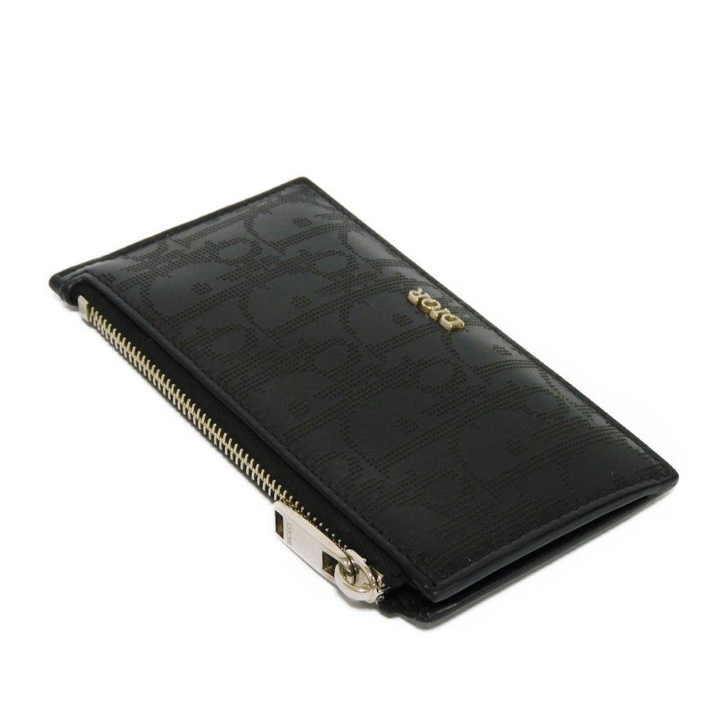 Dior ディオール ジップ カードホルダー ロゴ パンチング スムースカーフ カードケース フラグメントケース オブリーク ギャラクシー ブラック  コインケース 2ESBC250VPD_H03E