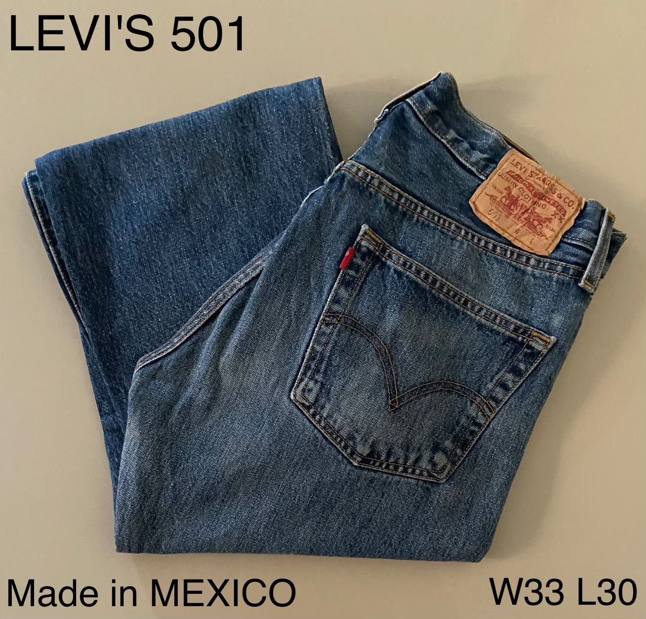 T11【Levi's 501】W33 L30 ブルー ストレート 定番 メキシコ - LOBO'S