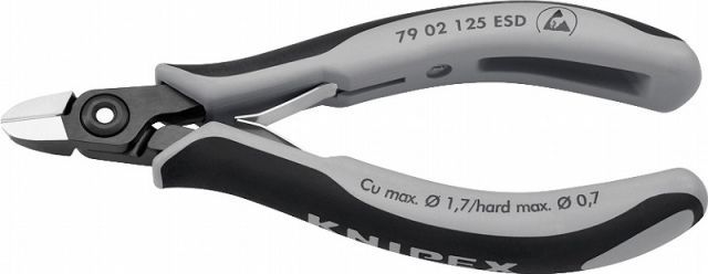 クニペックス KNIPEX ESD精密エレクトロニクスニッパー125mmラウンドヘッド7902-125ESDSB