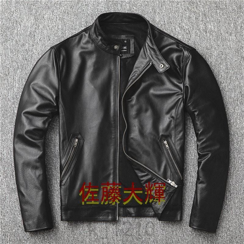 革ジャン レザージャケット メンズ 本革 バイク ライダース 牛革 羊革 シングル ショート スリムタイプ 細身 ブランド ジャケット ミリタリ