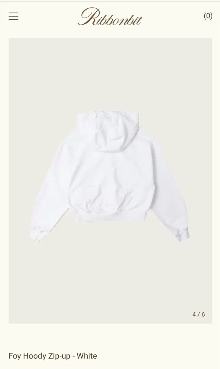 リボンライト ジップアップパーカー フード付き 白 Foy Hoody zip ー up white