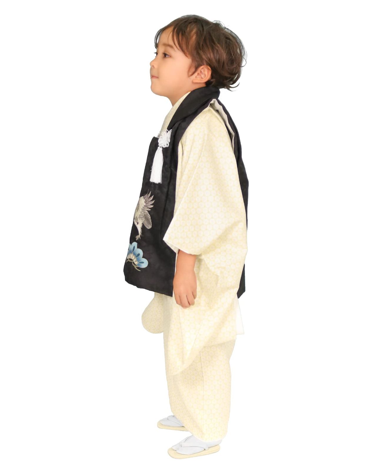 つややかな KYOETSU キョウエツ 七五三 3歳 着物 男の子 被布 フルセット しちごさん 8.亀甲小紋 90-100cm