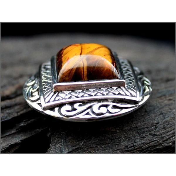 コンチョ ボタン ネジ式 タイガーアイMDゴシック シルバー925