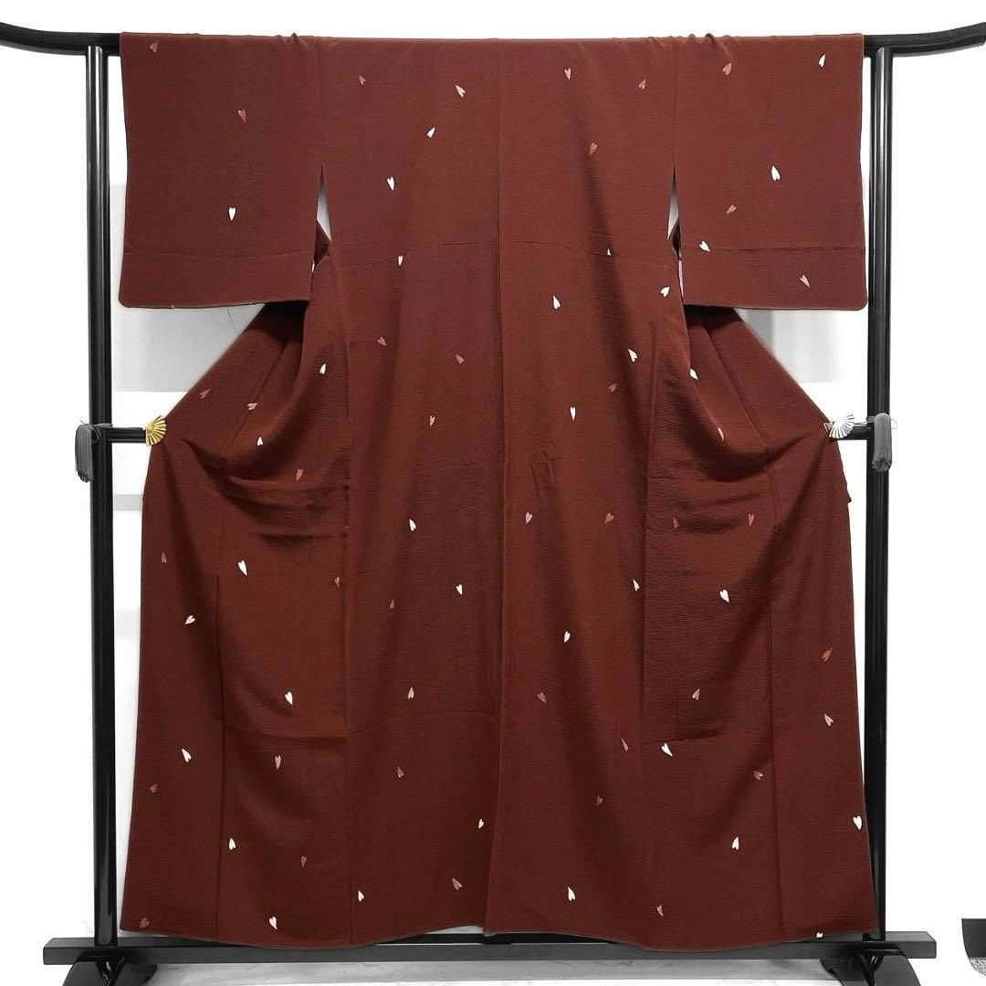 小紋 桜の花びら 桜吹雪 ブラウン お洒落 着物 014a d - メルカリ 