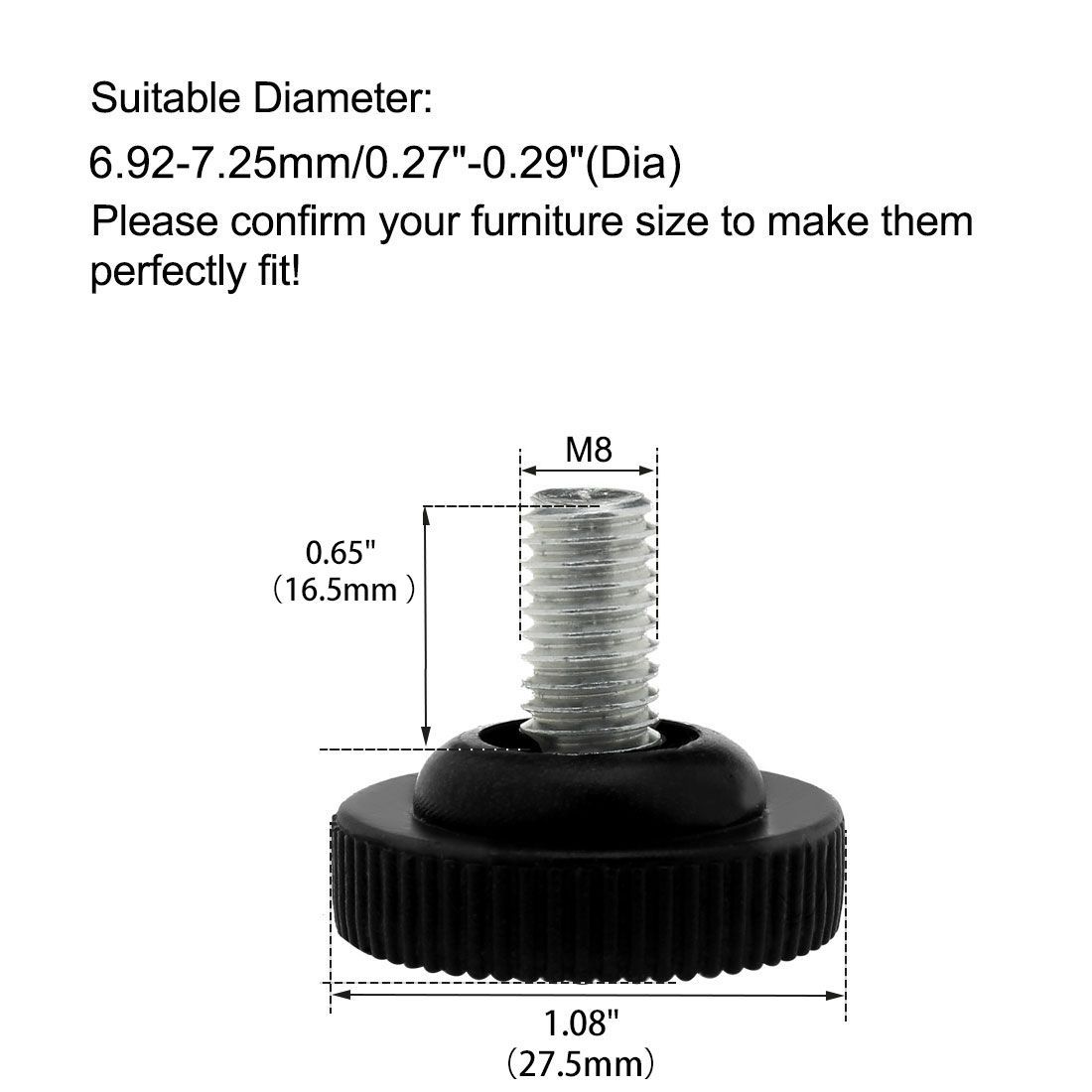 uxcell レベリングフット M8 x 20 x 30mm ねじ込む 家具 滑る