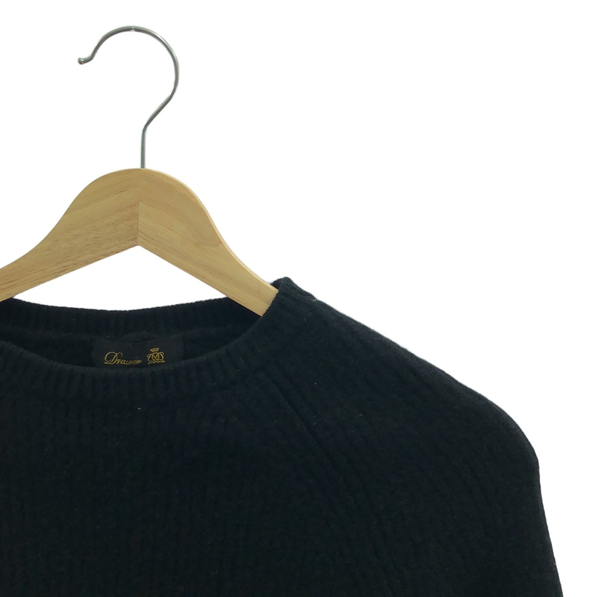 美品✨ドゥロワー カシミヤ ウール ニットセーター 畦編み スリット ブラック Drawer / ドゥロワー | ウール カシミヤ 畔編み スリット ニット