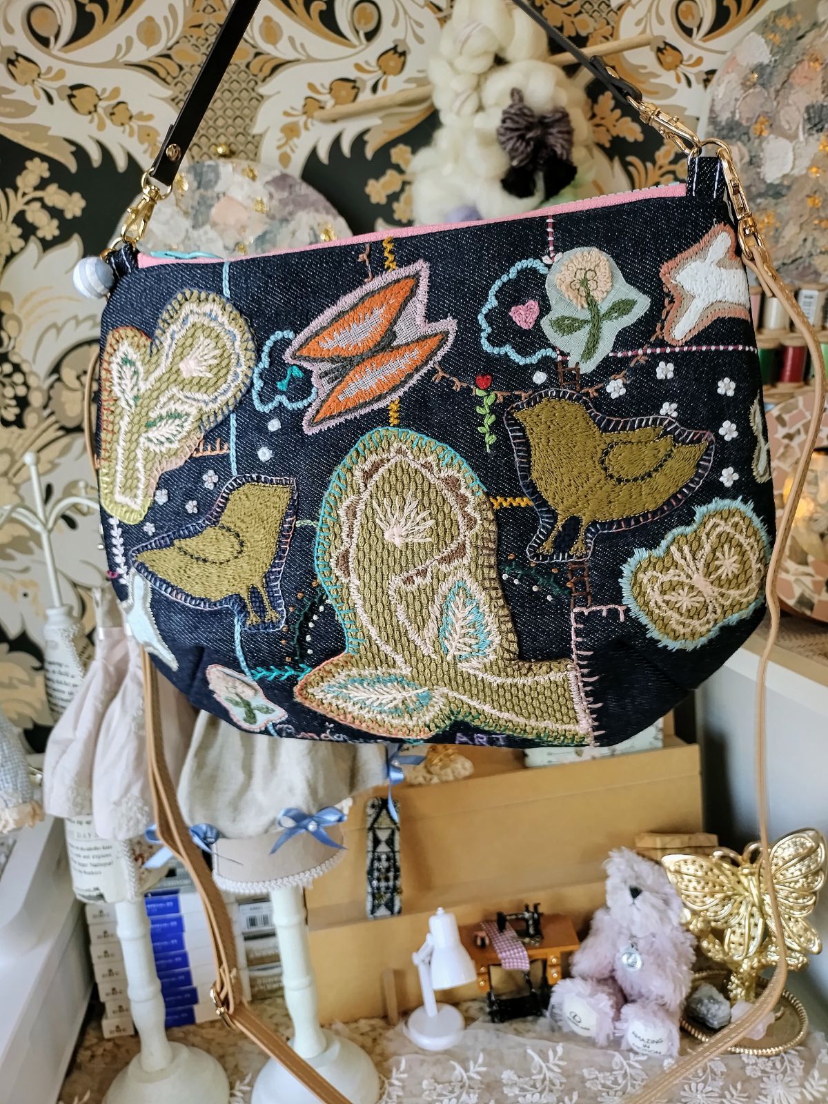 Mina perhonen ハンドメイド バッグ 花柄と鳥模様 【公式通販】