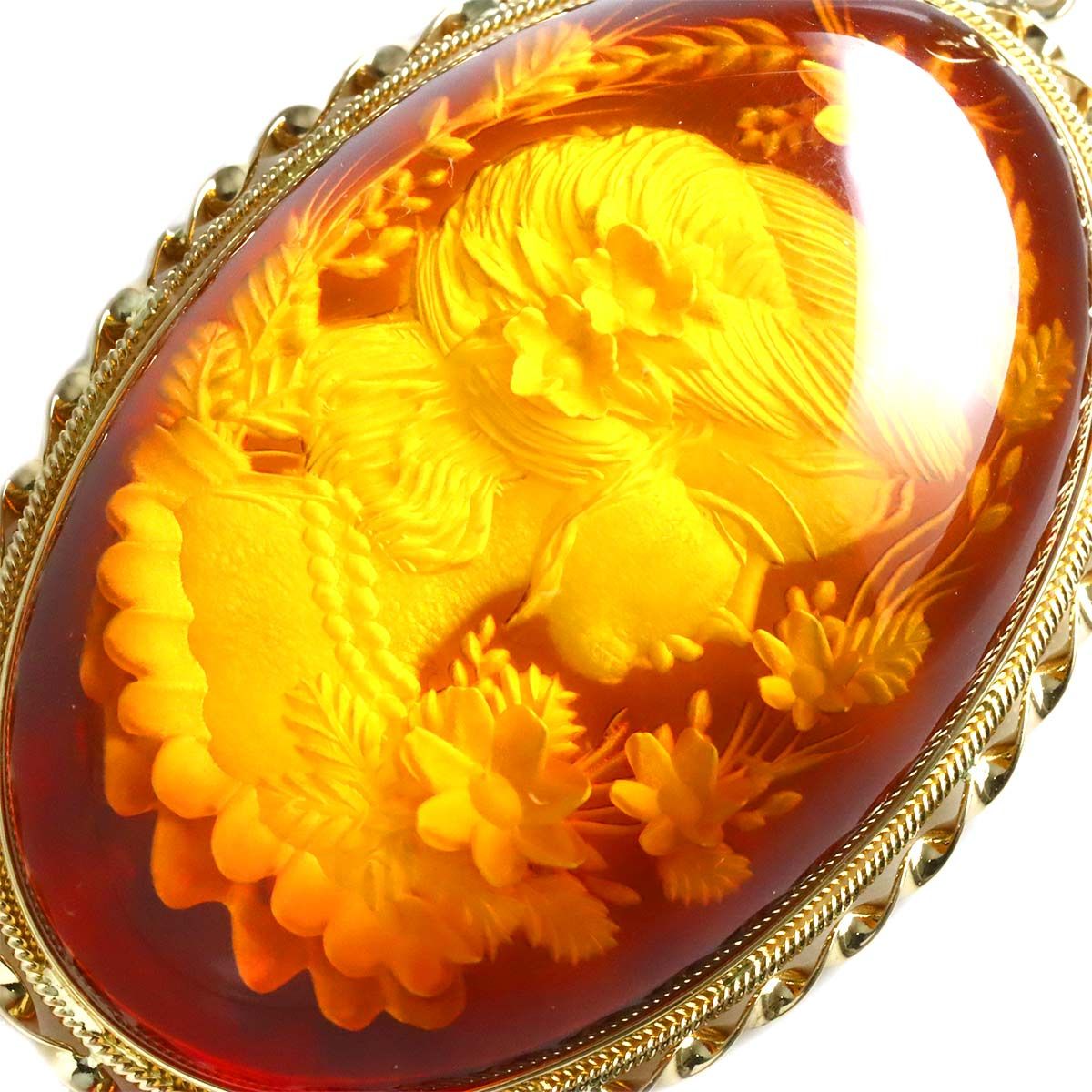 971 超美品　琥珀　コハク　アンバー　オレンジ　K18 ネックレス 琥珀 K18 YG ネックレス 50cm イエローゴールド 750 コハク